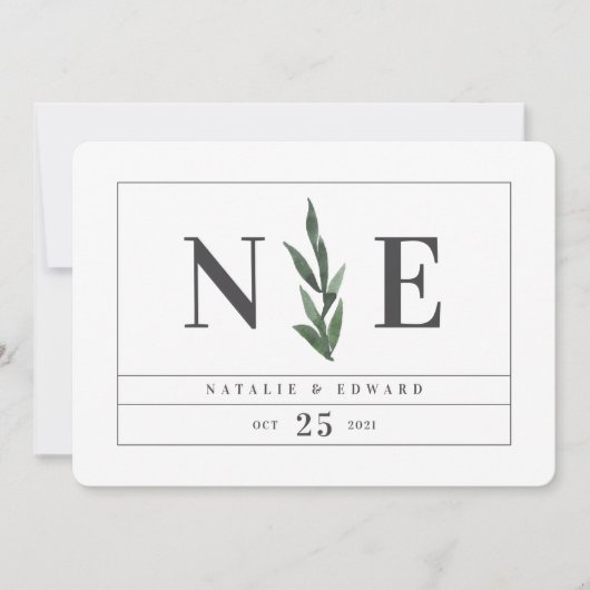 bladig aquarel bloemig bewaar de datum save the date (Voorkant)
