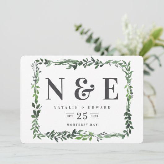 bladig waterverf bloemig bewaar de datum save the date (Staand voorkant)