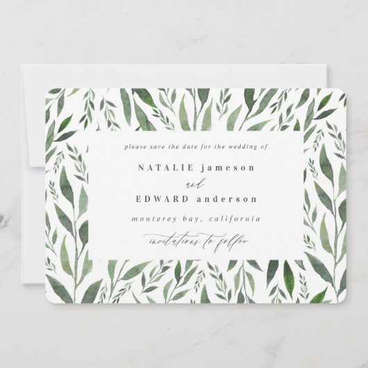 bladig waterverf bloemig save the date (Achterkant)