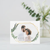 bladig waterverf bloemig save the date aankondigingskaart (Staand voorkant)