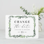 bladig waterverf bloemmotief wijzig de datum save the date (Staand voorkant)