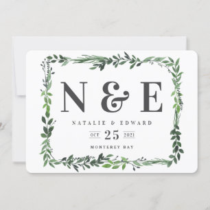 bladig waterverf bloemstuk save the date