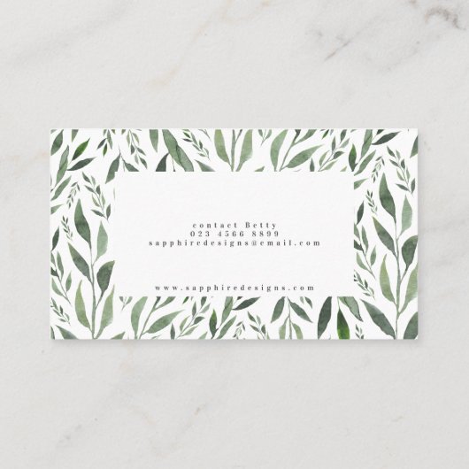 Bladige waterverf Floral Elegant Visitekaartje (Achterkant)