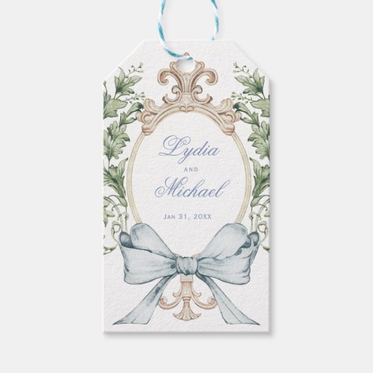 Bladkam met boog | Bruiloft Cadeaulabel (Voorkant)