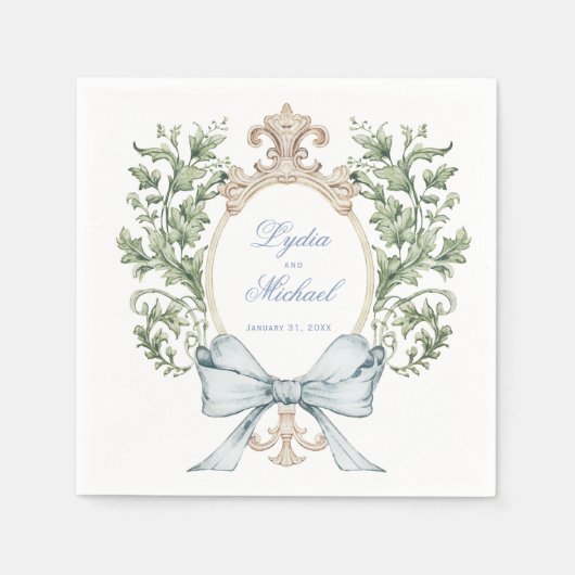 Bladkam met boog | Bruiloft Servet (Voorkant)
