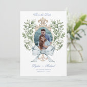 Bladkam met boog save the date (Staand voorkant)