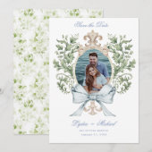 Bladkam met boog save the date (Voorkant / Achterkant)