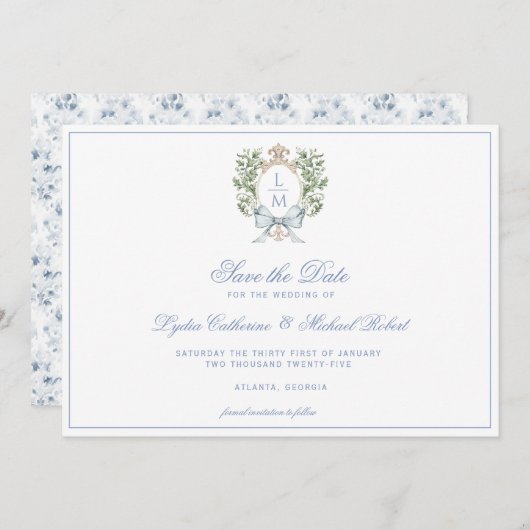 Bladkam met boog save the date (Voorkant / Achterkant)