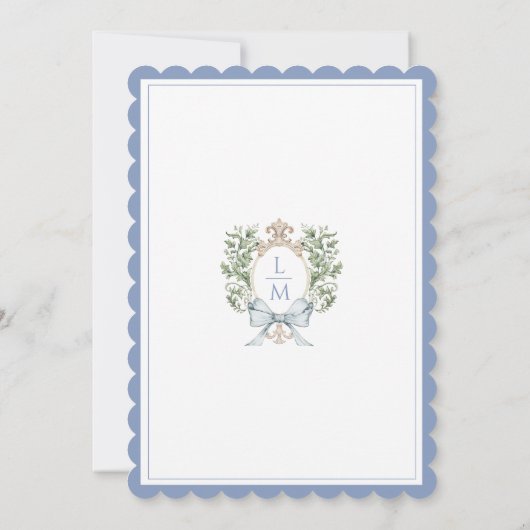 Bladkam monogram | Uitnodiging voor geschulpte bru (Achterkant)