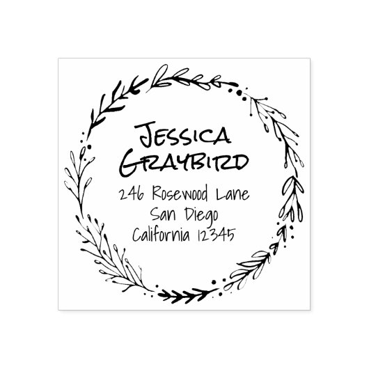 bladkrans adresstempel rubberstempel (Afrduk)