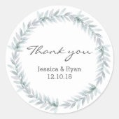 Bladkrans bruiloft Dank u stickers (Voorkant)