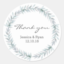 Bladkrans bruiloft Dank u stickers