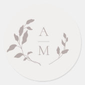 Bladkrans initialen bruiloft sticker (Voorkant)