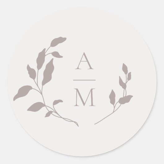 Bladkrans initialen bruiloft sticker (Voorkant)