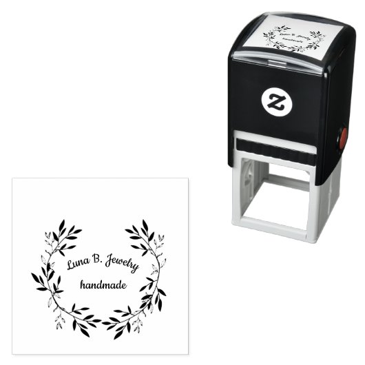 Bladkrans Logo Handgemaakte Productverpakking Zelfinktende Stempel (In situ)