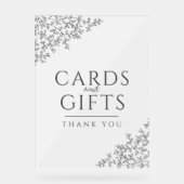 Bladkunst bruiloft donkergrijze witte kaarten en g acryl bord (Voorkant)