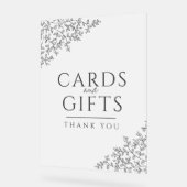 Bladkunst bruiloft donkergrijze witte kaarten en g acryl bord (Hoek)