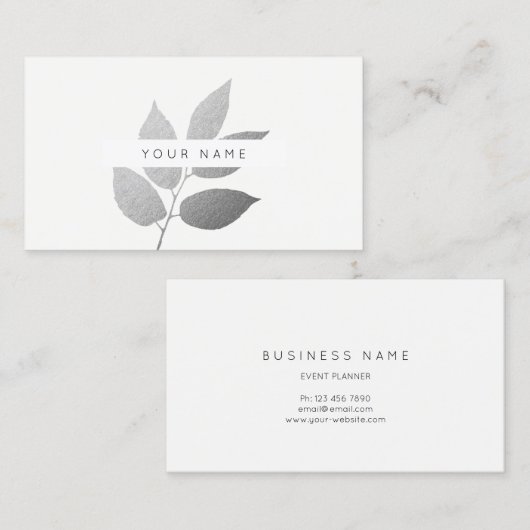 Bladlaurier Eco Botanic Zilver Grijs Wit Visitekaartje (Voorkant / Achterkant)