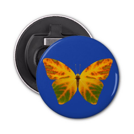 bladluzervlinder 1 button flesopener (Voorkant)