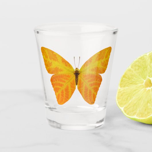 bladluzervlinder 3 shot glas (Voorkant)