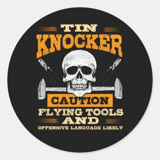 Bladmetaalarbeider Tin Knocker Flying Tools Ronde Sticker (Voorkant)