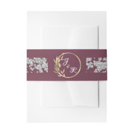 Bladmonogram en glitter op lavendel uitnodigingen wikkel