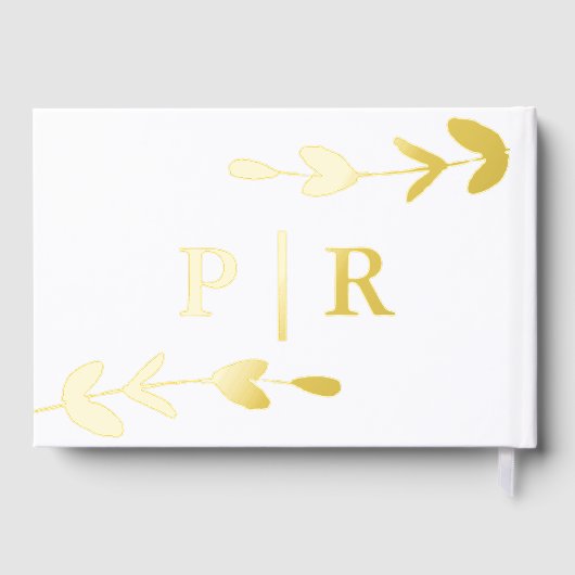 Bladmonogram Naam en datum Bruiloft Gastenboek (Achterkant)