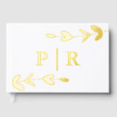 Bladmonogram Naam en datum Bruiloft Gastenboek (Voorkant)