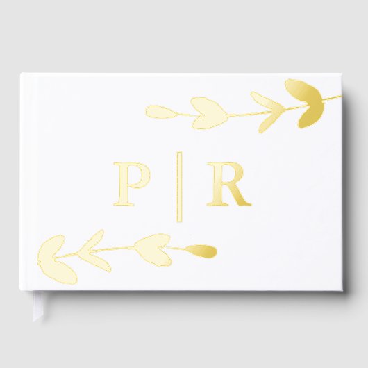 Bladmonogram Naam en datum Bruiloft Gastenboek (Voorkant)