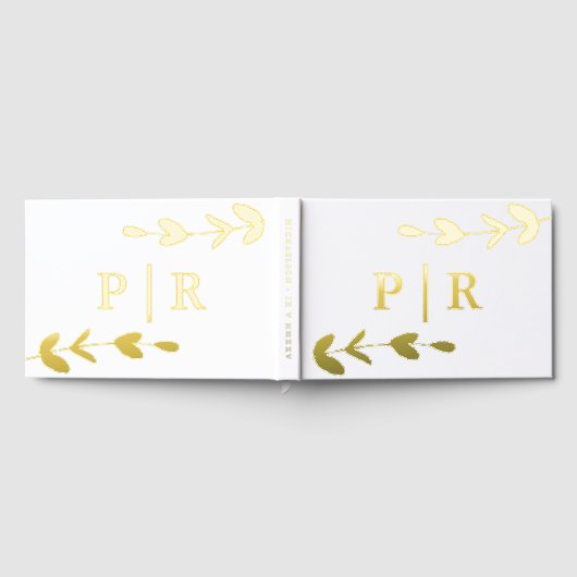 Bladmonogram Naam en datum Bruiloft Gastenboek (Volledig)