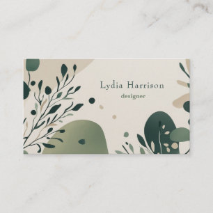 Bladmotieven en Soft Green Tones Design Visitekaartje