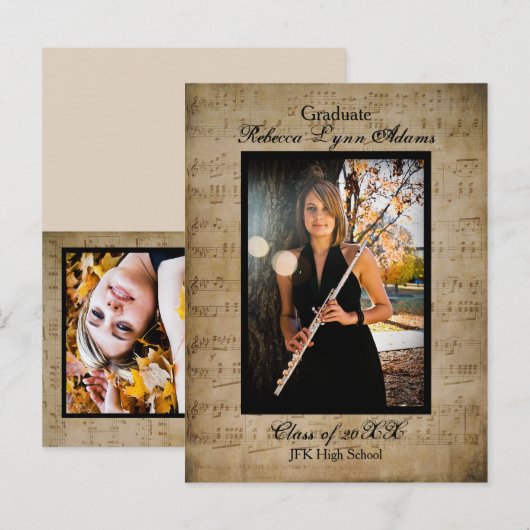 Bladmuziek Afstuderen aankondiging - Post Kaart (Voorkant / Achterkant)