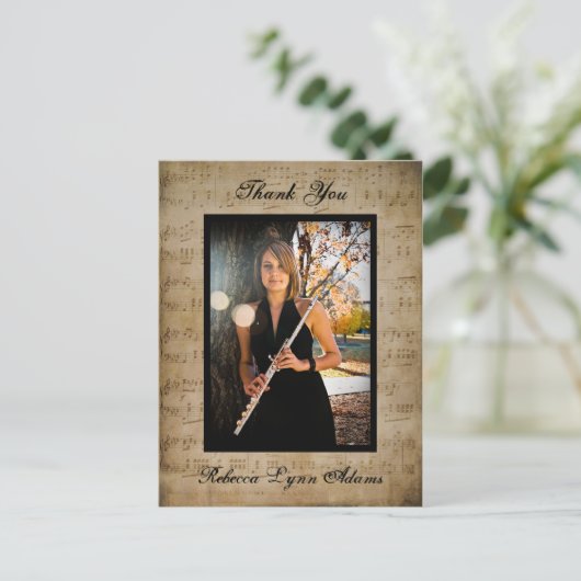 Bladmuziek Afstuderen Bedankt- Post Kaart (Staand voorkant)