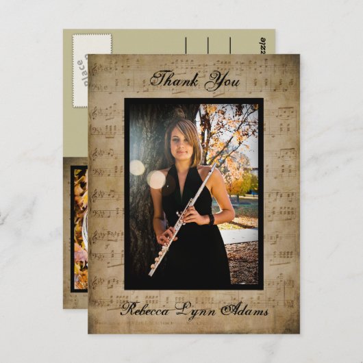 Bladmuziek Afstuderen Bedankt- Post Kaart (Voorkant / Achterkant)