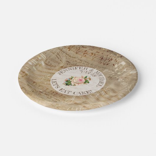  Bladmuziek Antiek Roos Cake Paper Borden Papieren Bordje (Gekanteld)