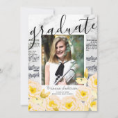 Bladmuziek Bloemen Marmeren Foto Afstuderen Kaart (Voorkant)