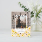 Bladmuziek Boho Floral Wood Foto Afstuderen Aankondigingskaart (Staand voorkant)