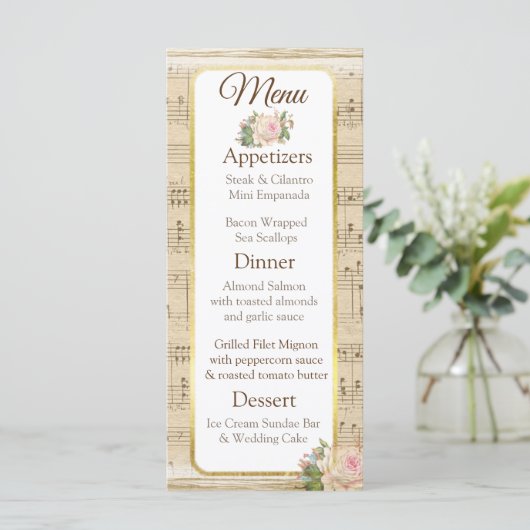 Bladmuziek Bruiloft Menu Kaart (Staand voorkant)
