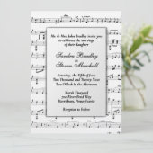 Bladmuziek bruiloft thema uitnodiging (Staand voorkant)