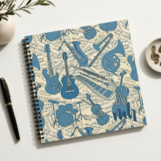 Bladmuziek en instrumenten Blauw/Ivory ID481 Notitieboek