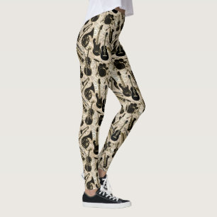 Bladmuziek en instrumenten Zwart/Goud ID481 Leggings