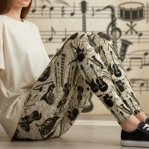 Bladmuziek en instrumenten Zwart/Goud ID481 Leggings