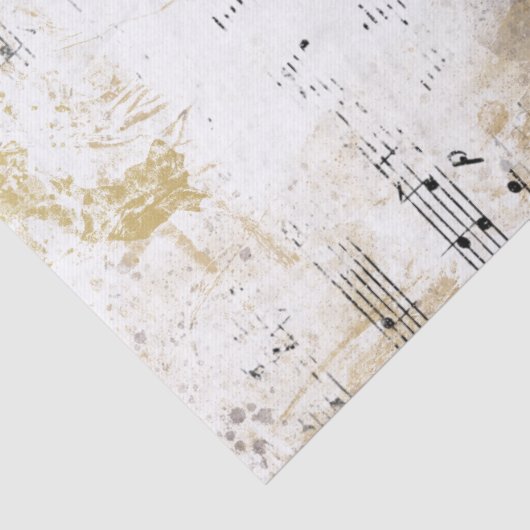 Bladmuziek Goud Silver Muzieknoten Decoupage Idee Tissuepapier (Detail)