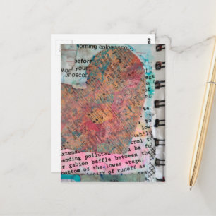 Bladmuziek Hart Mixed Media Collage Briefkaart