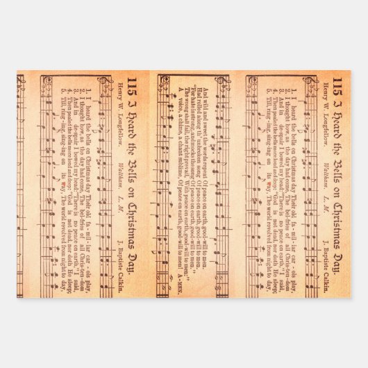 Bladmuziek Kerst Bells Piano Song Santa | Set Inpakpapier Vel (Voorkant 3)