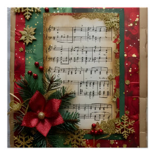 Bladmuziek Kerst Schrapen Boek Papier Perfect Poster