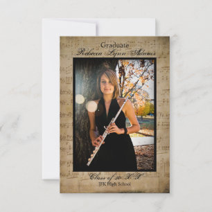 Bladmuziek met foto's - Afstudeerannonce 3x5 Kaart