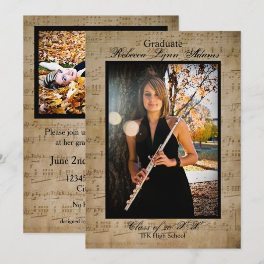 Bladmuziek met Foto's - Afstuderen Aankondiging (Voorkant / Achterkant)