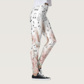  bladmuziek met roze pioenroos wilde bloemen leggings (Rechts)