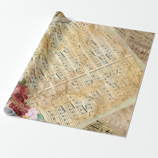 Bladmuziek Musical Notes Gift Wrap Cadeaupapier (Uitgerold)